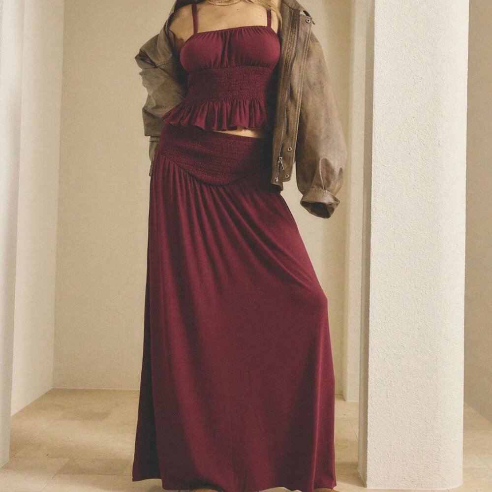 Burgandy Aralina top and skirt set